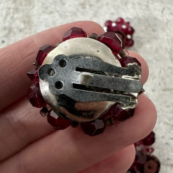 Vintage 1950s German Unusual Beaded Necklace And Earring Set - Picture 11 of 11